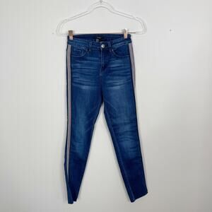 Forever 21 Side Stripe High Rise Skinny Jeans Size 26 Blue Red Black Stripe